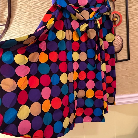 Vibrant Multicolor Polka Dot Midi Dress - Picture 2 of 3